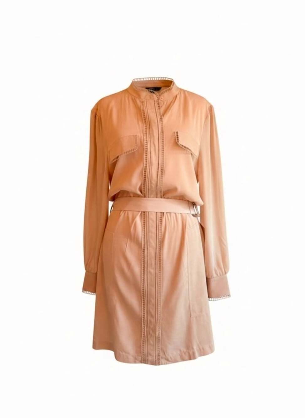 Reiss Ladder Trim Detail Flippy Dress Nude Size 10 - Picture 2 of 9
